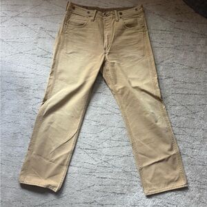 Double RL RRL Denim tan pants with Leather Patch’s 34/32